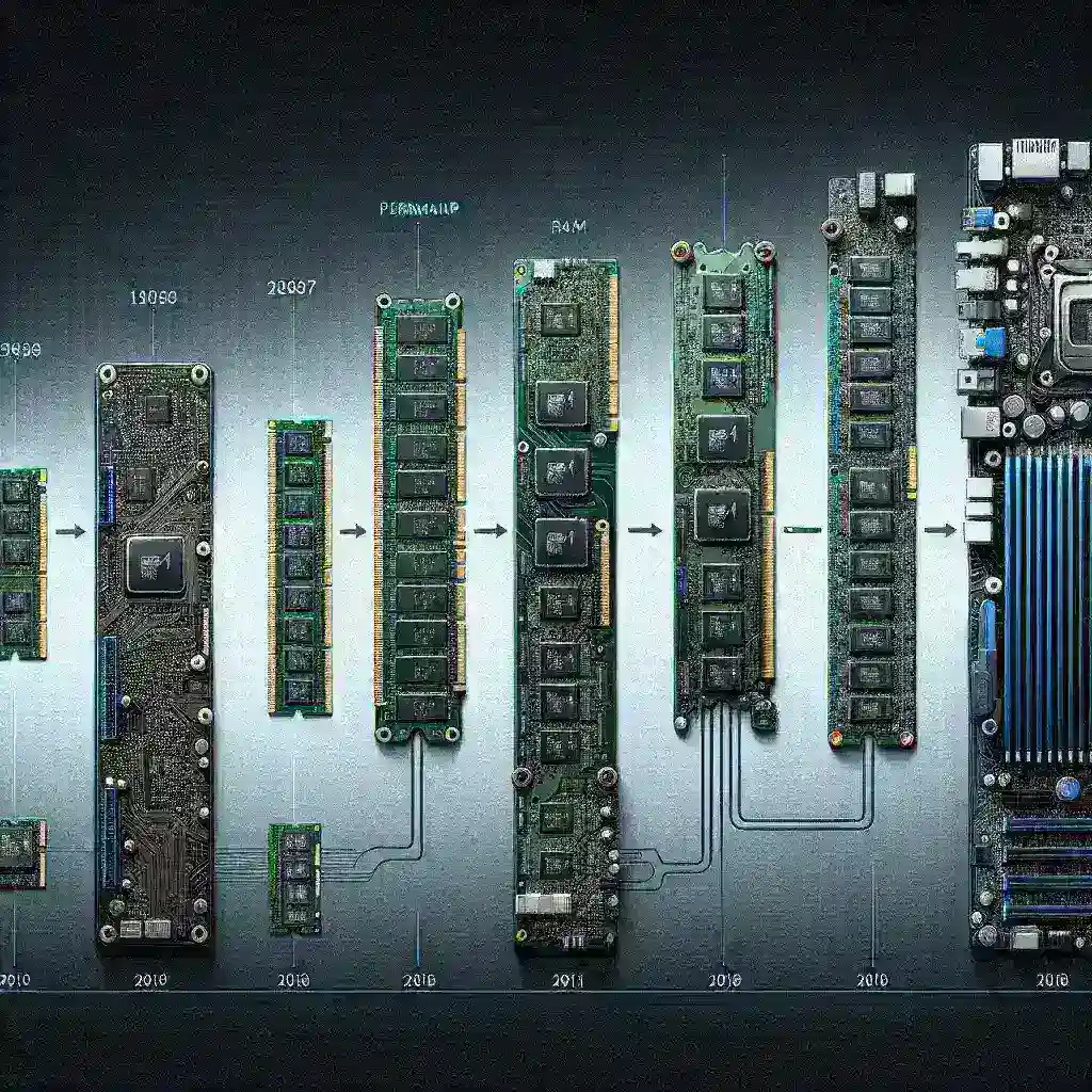 "Image illustrating various types of RAM modules, highlighting soldered RAM technology and its impact on computer upgrade paths in modern devices."